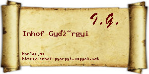 Inhof Györgyi névjegykártya