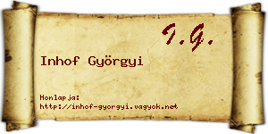 Inhof Györgyi névjegykártya